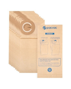 Pacvac DUB029 Disposable Paper Vacuum Cleaner Bag Unbleached (10)
