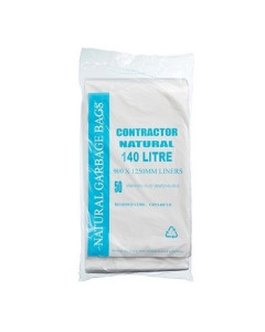 Austar CON140LTCLR Contractor Garbage Bag 140L - Natural/Clear (200)