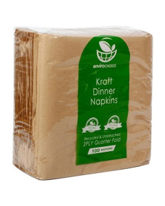 Envirochoice EC-ND0160 Napkin Dinner 2Ply Qtr Fold – 400 x 400mm (1000) – Kraft