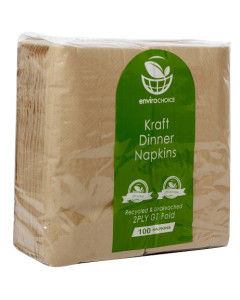 Envirochoice EC-ND0161 Napkin Dinner 2Ply GT Fold – 400 x 400mm (1000) – Kraft