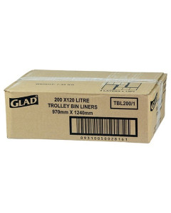 Glad® TBL200/1 Trolley Bin Liners 120L Black (200)