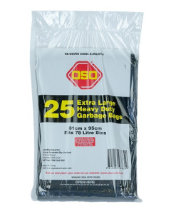 OSO® XLRG25/10 Heavy Duty Garbage Bag 78L Black (250) – Extra Large