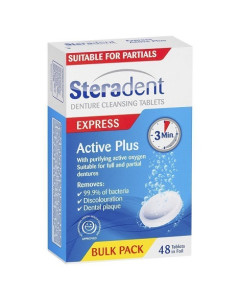 Steradent 3253485 Active Plus 3 minutes express Denture Clean Tablets 6pks x 48tablets