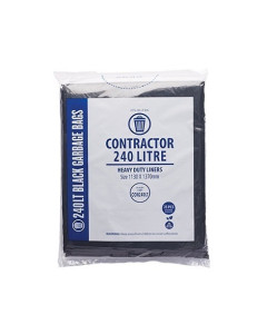 Austar CON240LT Contractor Garbage Bags 240L - Black (100) - Flat Pack