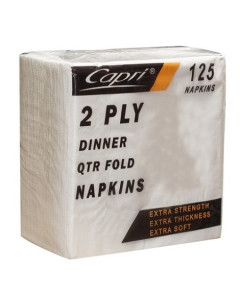 Capri® C-ND0160 Napkin Dinner 2Ply Qtr Fold – 400 x 400mm (1000) – White