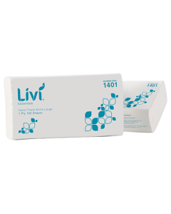 Livi® 1401 Essentials Interleaved Hand Towel Extra Large 1 Ply 24 packs x 100 sheets