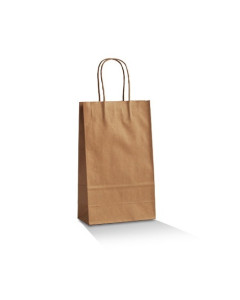 Brown Paper Bag BCB-T-S Flat with Twisted Paper Handle - 265 X 160 X 80mm (500) - Kraft